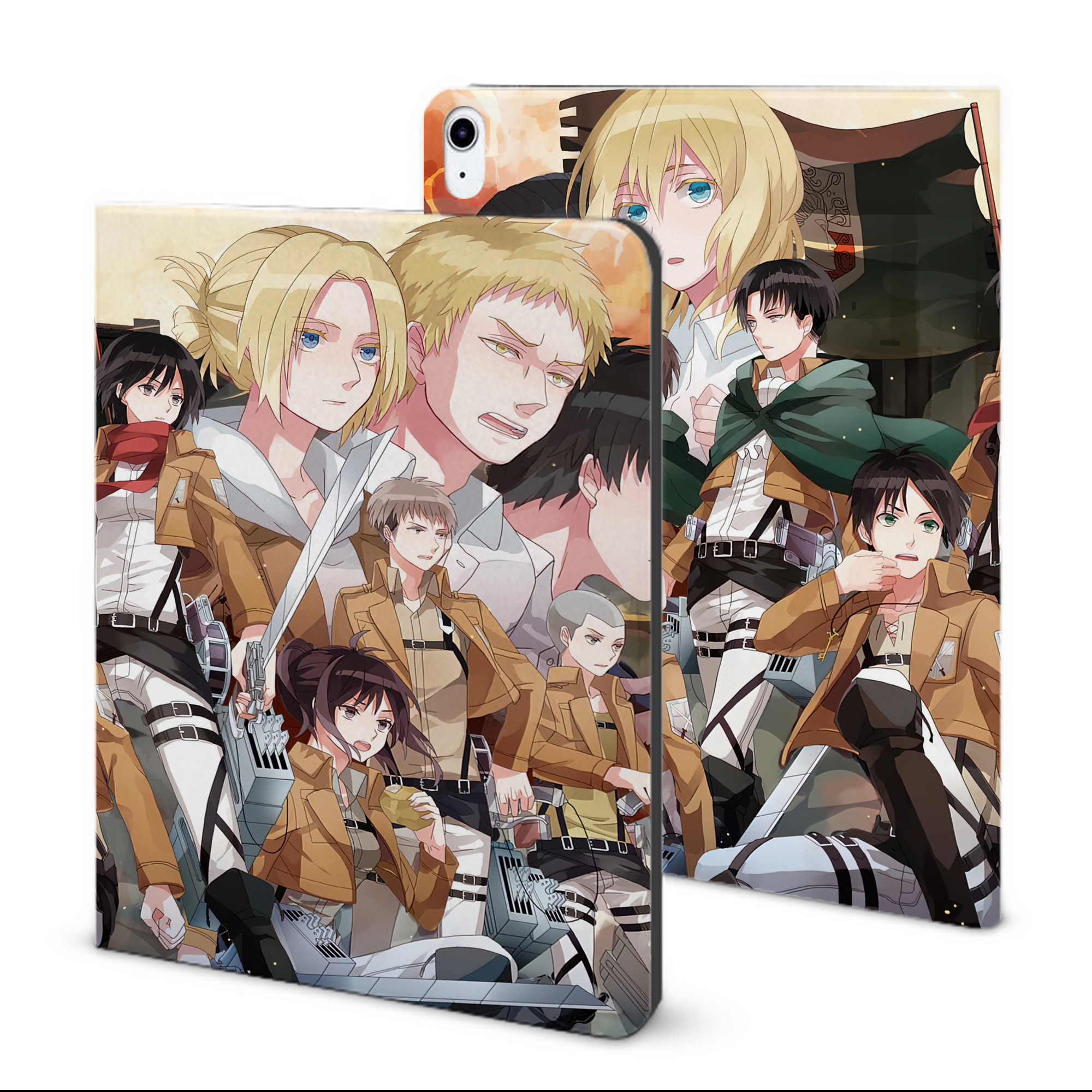 （画像用） 進撃の巨人 Attack on Titan IPad ケース ブック型 PUレザー TPU 耐衝撃 軽量 薄型 ペン収納なし 全面保護 IPad 各モデル対応
